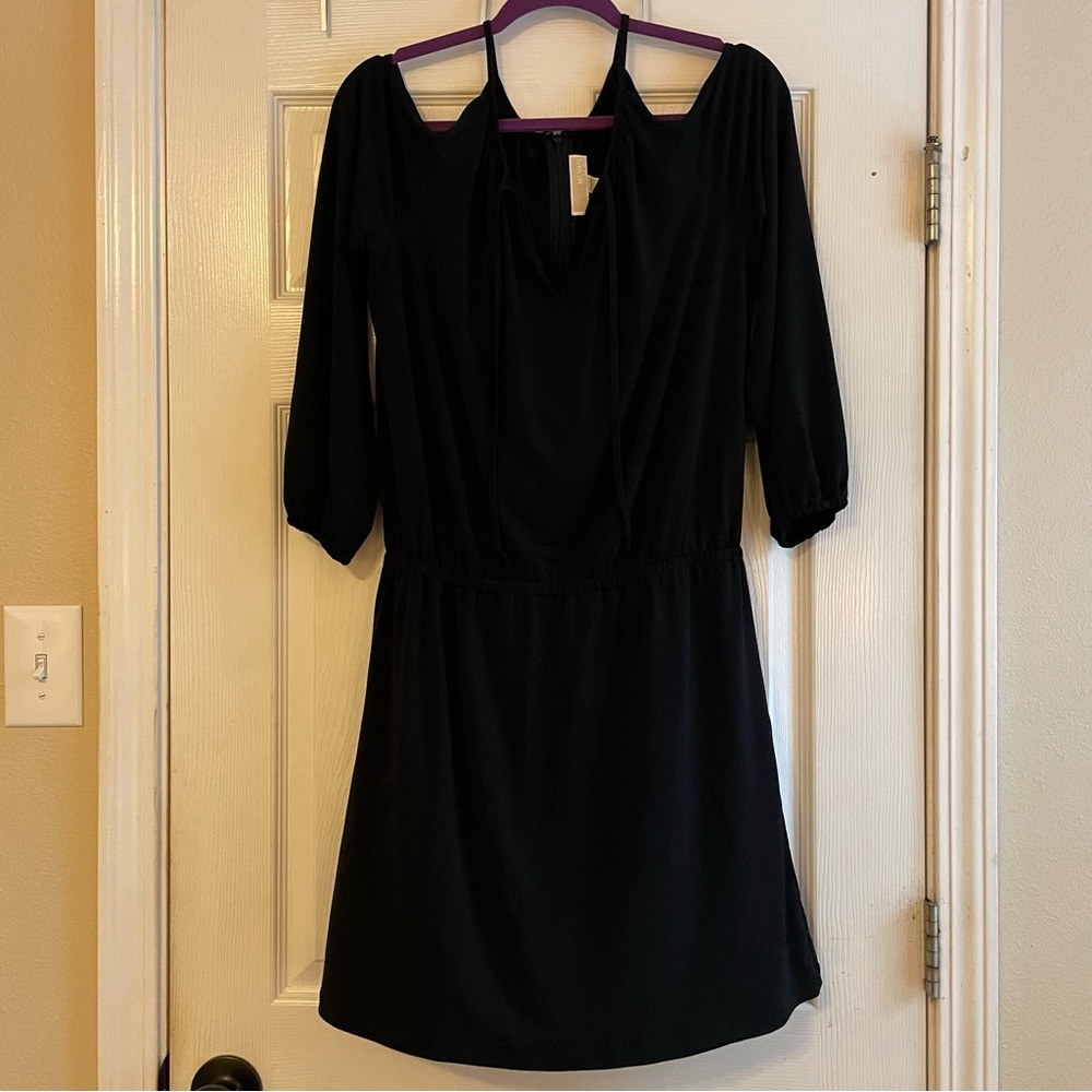 MICHAEL Michael Kors Size Large Black Cold Shoulder 3/4 Sleeve Dress